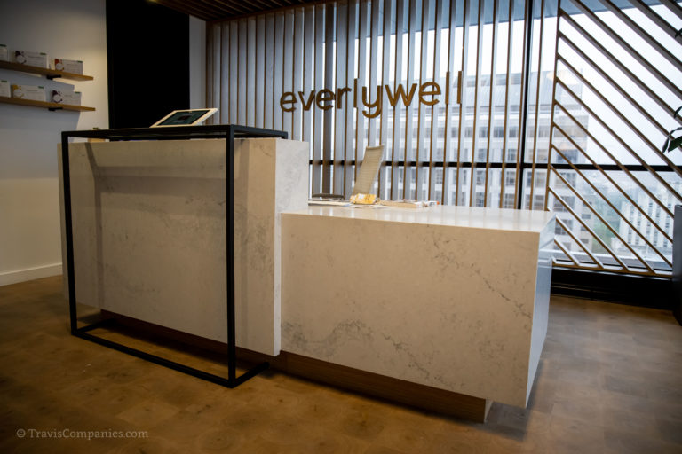 Reception Desk at Everlywell created by Travis Millwork in Austin